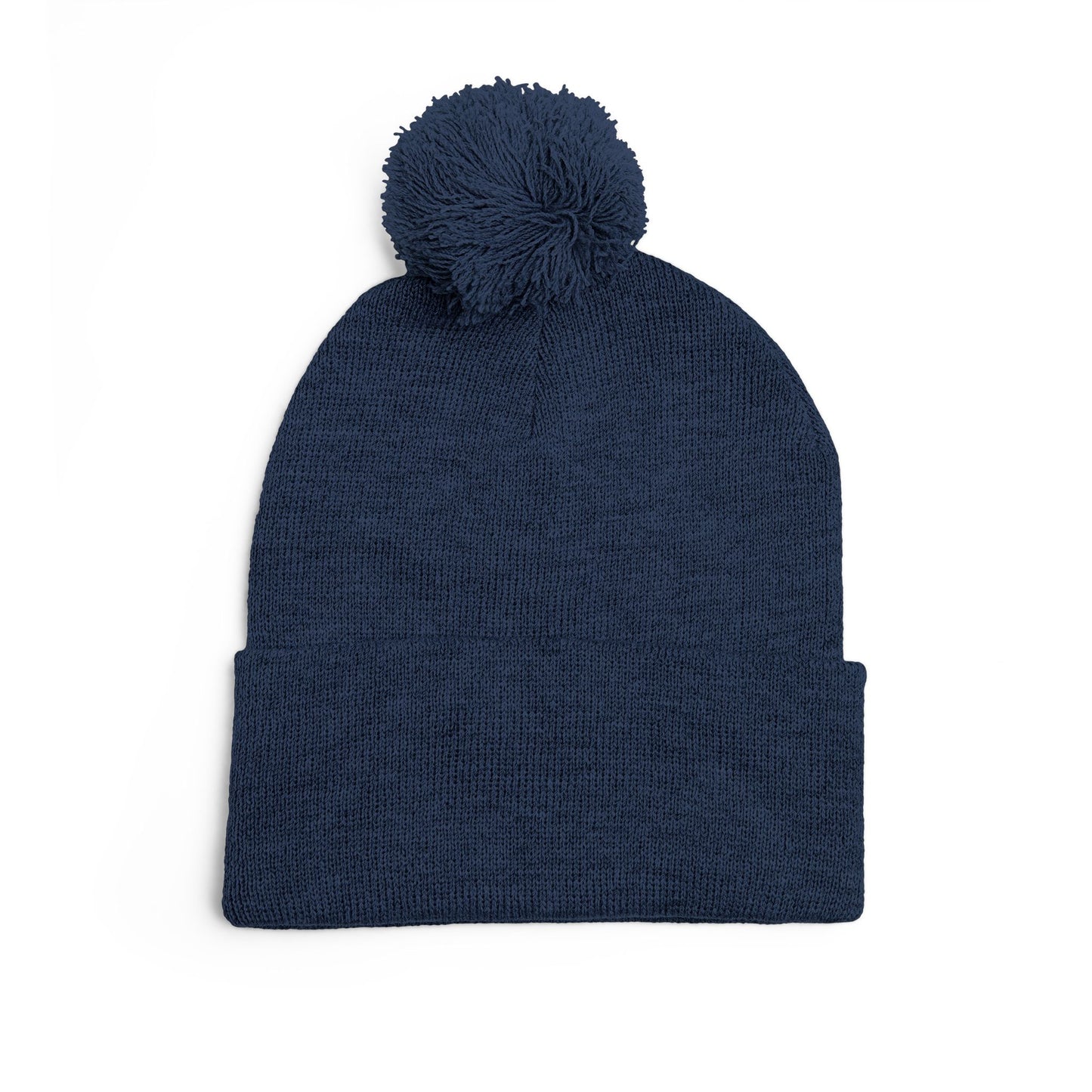Embroidered Pom-Pom Knit Cap — Gray Beanie with Gold 'F' Logo