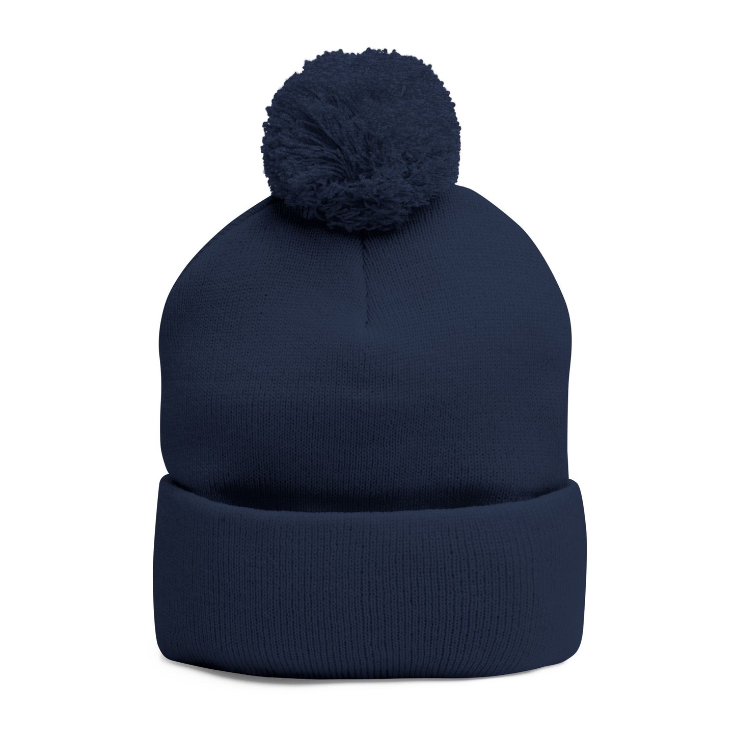 Embroidered Pom-Pom Knit Cap — Gray Beanie with Gold 'F' Logo